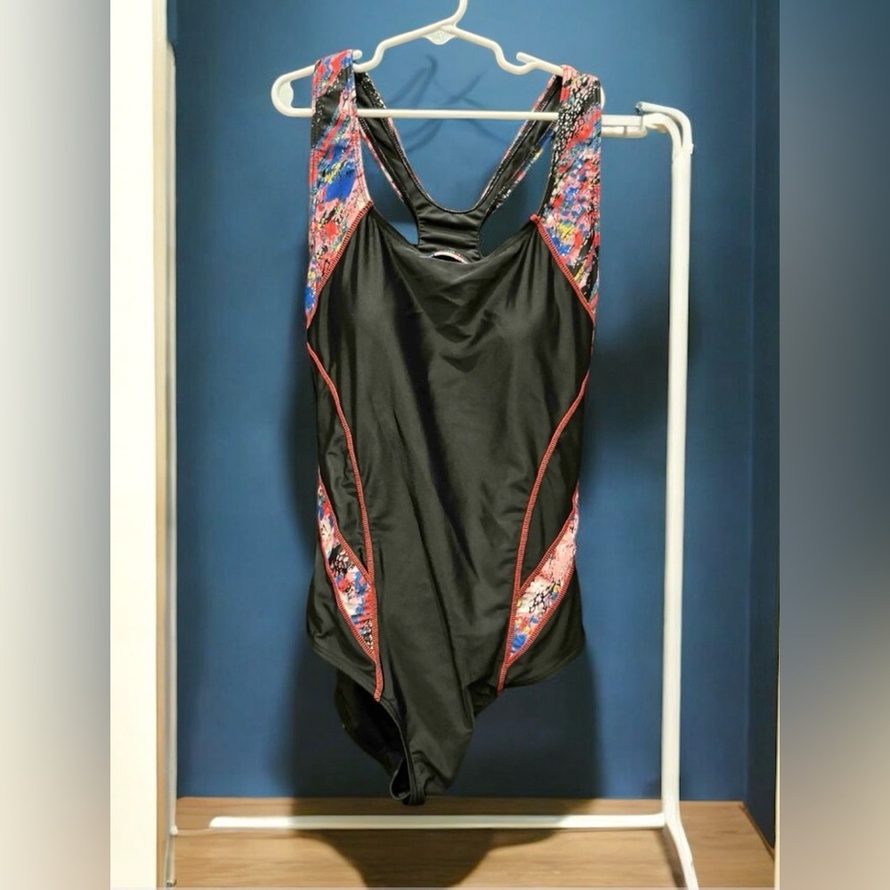 Black and Multicolor Women's Swimsuit MEDIUM one piece